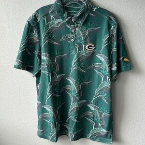 NWT NFL Green Bay Packers size Medium hawaiian themed green polo